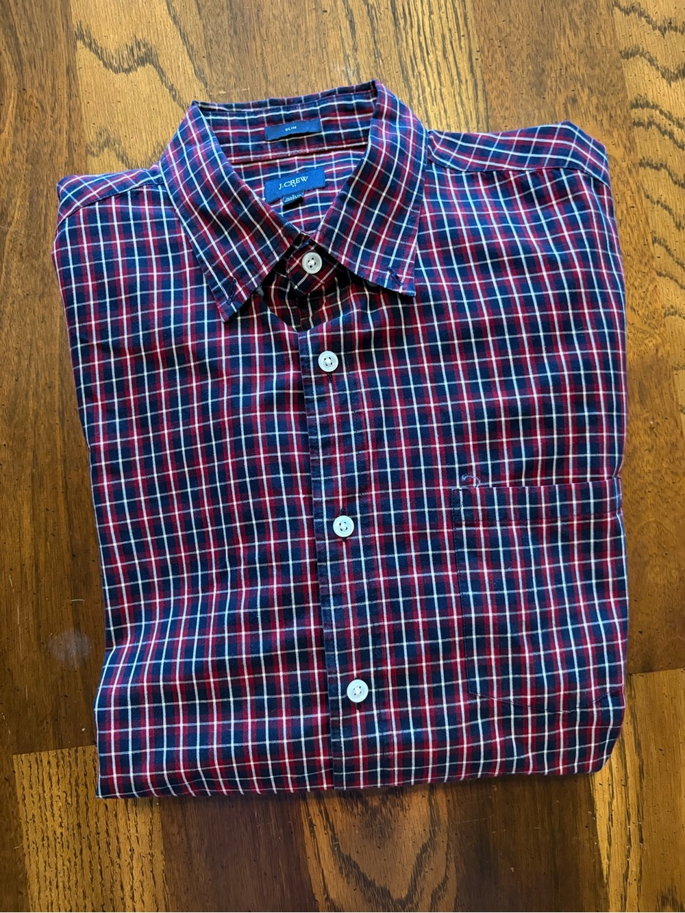 J. Crew Red and Blue Plaid Button-Down Shirt